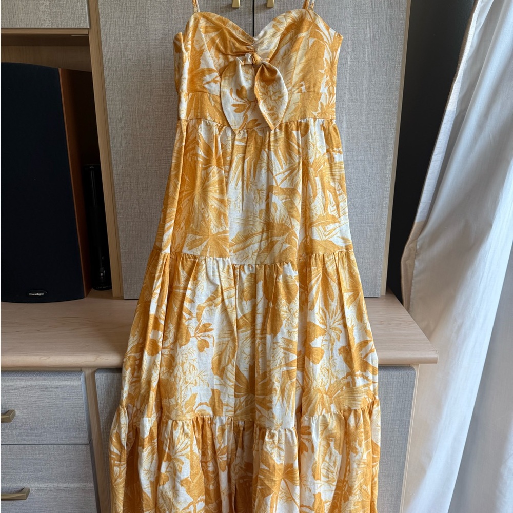 Zimmermann Golden and Cream floral Sun Dress size 0 like new